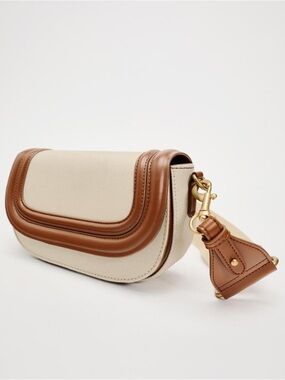 Zara Cream and Brown Bag with Strap
